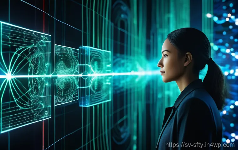 네트워크 보안 모니터링 도구의 시장 동향 - **A Digital Guardian in the Network:** A highly detailed, futuristic image depicting a stylized digi...
