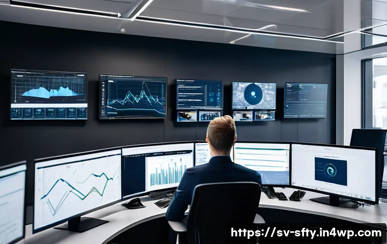 네트워크 보안 모니터링 도구의 가시성 향상 기술 - A high-tech network security operations center in Stockholm, with a diverse team of Swedish cybersec...
